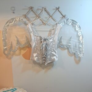 Silver and White Angel Wing Corset
